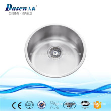 Stainless steel satin surface treatment one piece round shape rinses sink with fitting